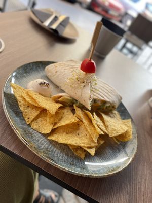 Vegan chicken burrito. The food is great and the service is exceptional!   at 11:11 Bistro Bar Healthy Food in Gran Canaria