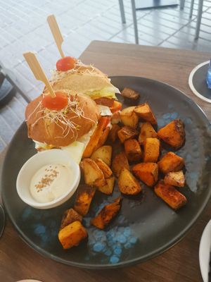 Double Cheeseburger at 11:11 Bistro Bar Healthy Food in Gran Canaria