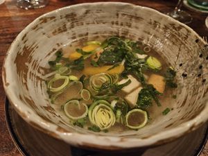Soup with tofu and leek at Gärtnerei  in Essen