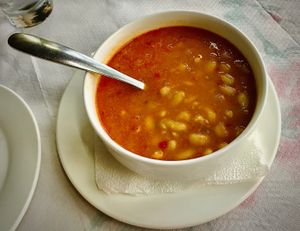 Bean soup at Plazhi I Ri Caci in Sarande