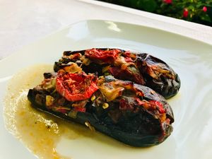 Stuffed eggplants at Plazhi I Ri Caci in Sarande