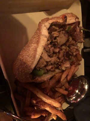 Philly seitan cheese steak with no cheese (v)   at The Witches Brew in West Hempstead