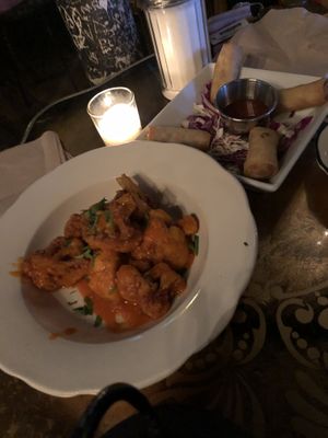 Buffalo cauliflower and spring rolls at The Witches Brew in West Hempstead