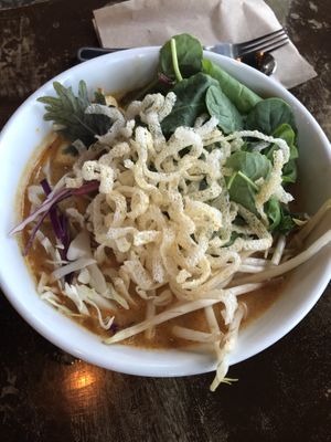 Coconut vegan red curry pho at The Witches Brew in West Hempstead