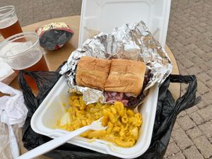 This was a jackfruit pulled pork sandwich with their AMAZING Mac and cheese!! at Jack it Up Vegan Eats in Rockford