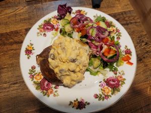 Coronation Chickpea Jacket Potato at Beau's Tea Rooms in Beaumaris