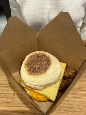 Just egg & tempeh & sausage on an English muffin   at Copper Branch - Sainte-Catherine  in Montreal