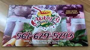 Please note the address is 6482 Lake Worth Rd  at Abby's Juices Bar in Lake Worth