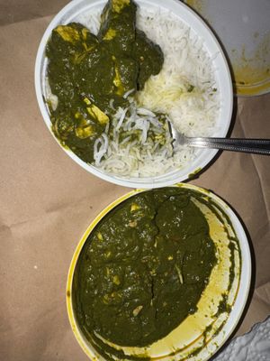 Palak tofu with rice    at Vegan Curries Alajuela in Alajuela