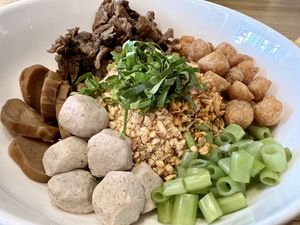 Dry boat noodles   at CANES Vegan Casual Dining Restaurant & Grocery Store in Bangkok