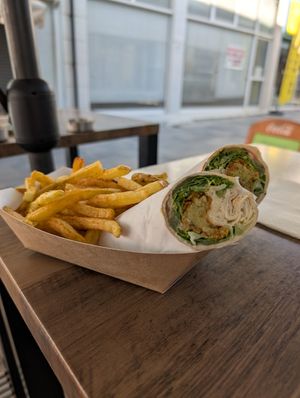 Classic meal: wrap, fries, drink 9€ at Mum's Falafel in Paphos