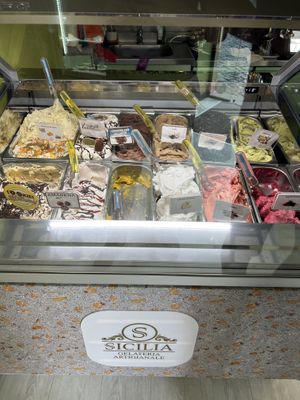 Fruits flavors and vegan dark chocolate  at Sicilia Gelateria in Bucharest