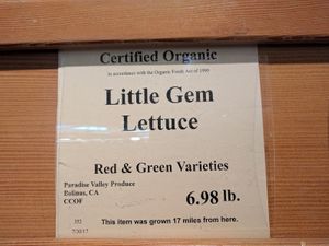 local lettuce including distance travelled at Good Earth Natural Foods in Fairfax