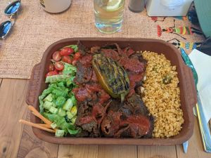 Vegan iskender at Refresh Vegan Kitchen in Kas