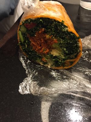 South of the Border Wrap (already ate half of it) at Tassili's Raw Reality in Atlanta
