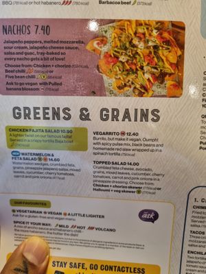 Menu. at Chiquito in Ipswich