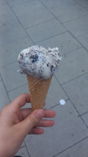 cookie - not typical but more like oreo -  in cone (i think it was 2,50€) at Veganista Ice Cream MQ in Vienna