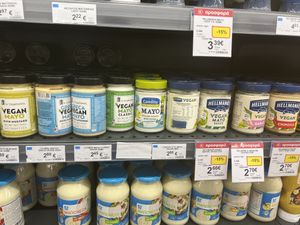 Many many vegan mayo options.  at AB Vassilopoulos in Planos