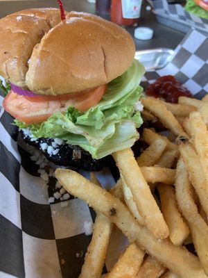 Black bean burg, vegan cheez   at Adirondack Hotel in Long Lake