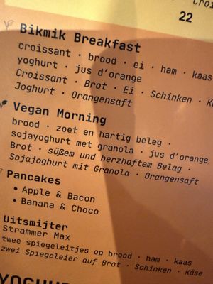 menu  at Bikmik in Venlo