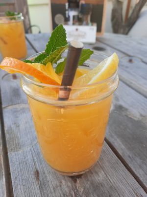 Mango smoothie at Makani Beach in Ter Heijde