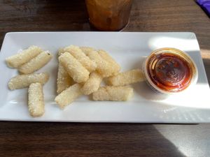 Tteok fries, tasted really similar to cheese sticks  at Oriental Spoon in Edwardsville