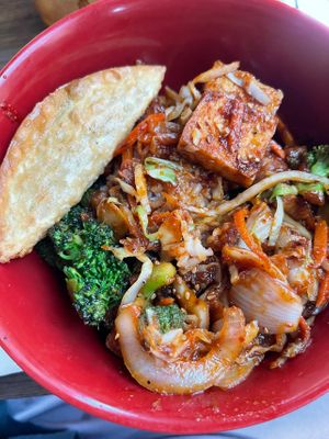 Lunch sized portion of tofu bulgogi was filling and full of flavor  at Oriental Spoon in Edwardsville