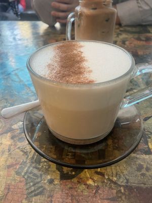 Chai latte with oat milk  at Oliver's Village Cafe  in North West London