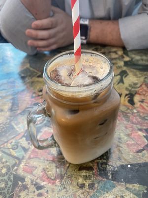 Iced oat latte  at Oliver's Village Cafe  in North West London