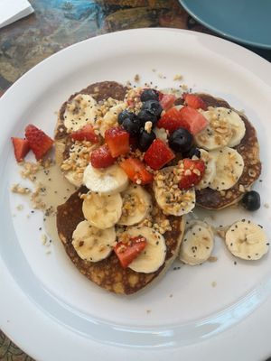 Vegan pancakes   at Oliver's Village Cafe  in North West London
