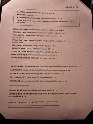 PM menu  at Death & Co in Denver