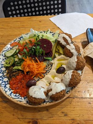 Falafel plate at Sam's Falafel in Munich