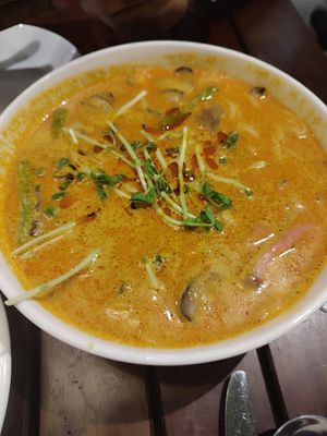 Signature laksa angel hair with wild mushrooms at Roots in Johor Bahru