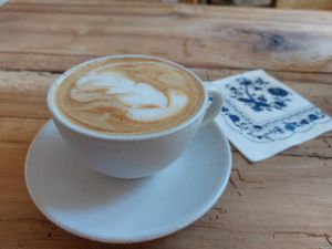 Cappuccino mit Hafermilch at Weltkind in Werneck