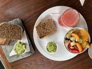 Classic vegan breakfast   at Cafe Entre Cerros in Valparaiso