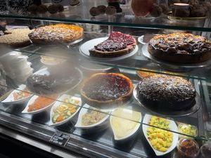 Cakes and salad bar  at Cafe Latrio in Berlin
