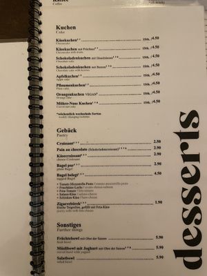Dessert menu  at Cafe Latrio in Berlin