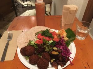 Falafel plate (1800yen) at Kuumba du Falafel in Tokyo