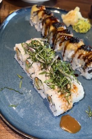 Thai hippie on the left, and vegan black dragon on the right!  at Blue Sushi Sake Grill in Houston