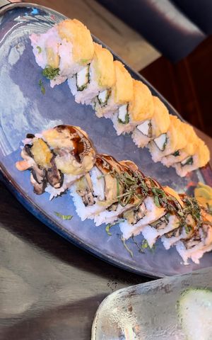 shiitake to me on the bottom, crunchy cabbage at top  at Blue Sushi Sake Grill in Houston