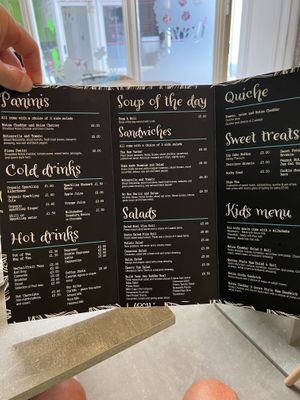Menu as of July 2022  at Mad Hatter in Barnstaple