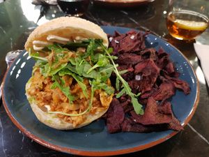 Pulled heura burger at Velada in Barcelona