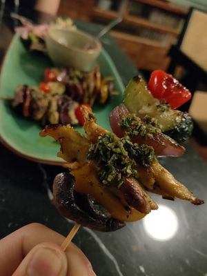 Brochetas chimichurri at Velada in Barcelona