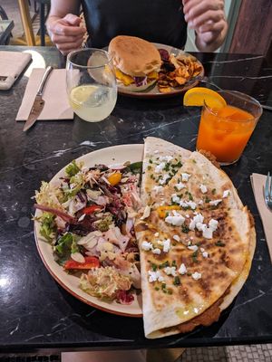 Quesadilla and Choriburger at Velada in Barcelona