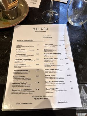 Tapas menu   at Velada in Barcelona