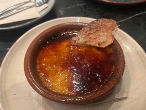 Crème Brûlée delicious and coconut creamy.  at Velada in Barcelona