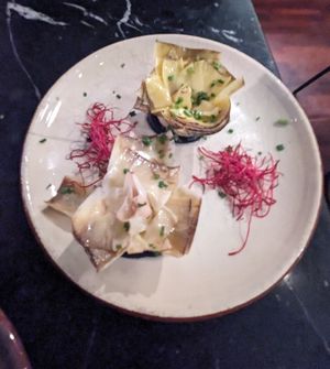 Artichoke flower with black garlic aioli at Velada in Barcelona