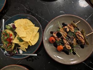 Grilled avocado and teriyaki skewers at Velada in Barcelona