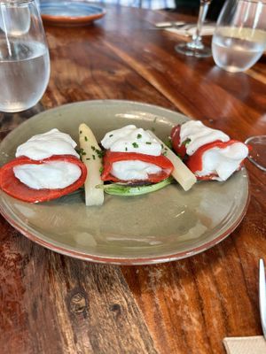 Cheese stuffed peppers   at Velada in Barcelona