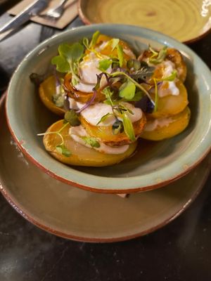 Patatas bravas vegan alliolli at Velada in Barcelona